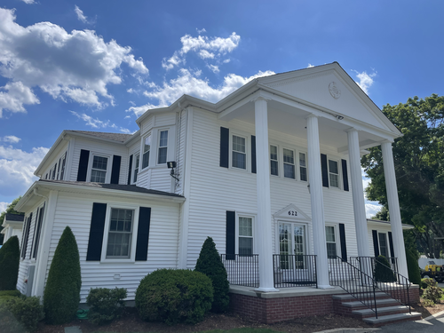 Professionally cleaned condo building exterior